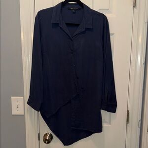 Asymmetrical Navy Button-Up Shirt pre owned